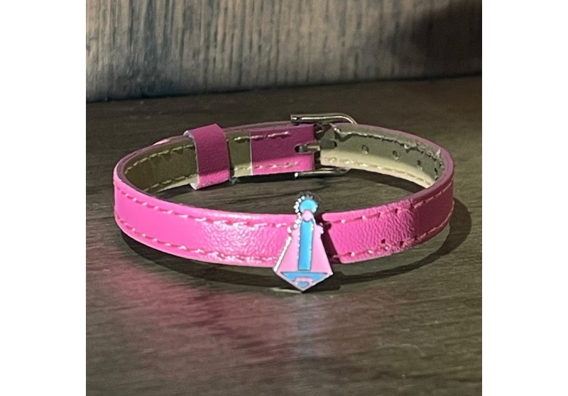 Pulseras de piel con la silueta de la Virgen de Covadonga 2
