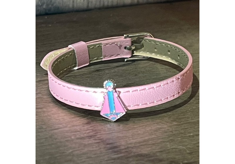 Pulseras de piel con la silueta de la Virgen de Covadonga